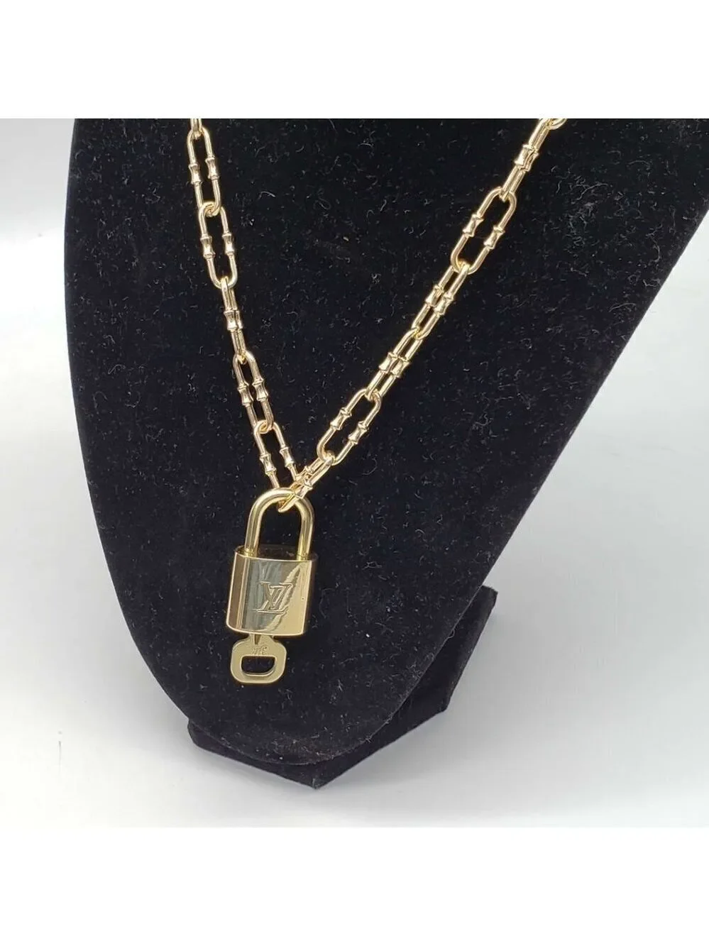 Authentic Louis Vuitton Lock and Key Gold Color with Gold Plated Chain Necklace